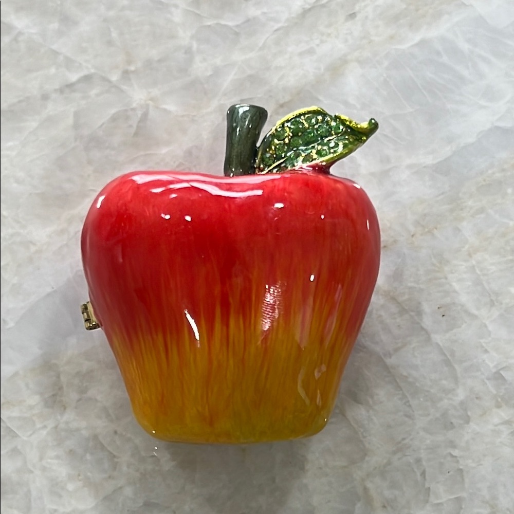 Red and Yellow Work of Art Apple Trinket Box